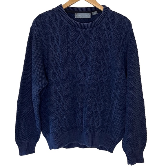 Oscar De La Renta men’s navy blue crewneck sweater large - Picture 1 of 10